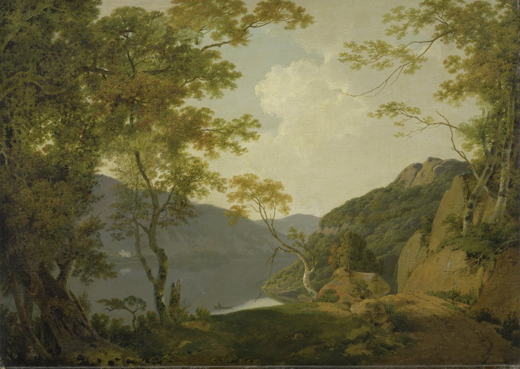 Detail of Lake Scene, 1790 by Joseph Wright of Derby