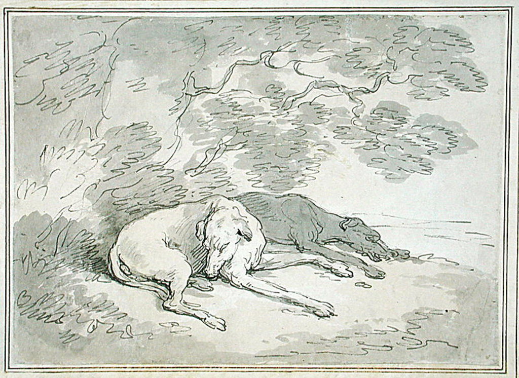 Detail of Greyhounds Asleep, by Thomas Rowlandson