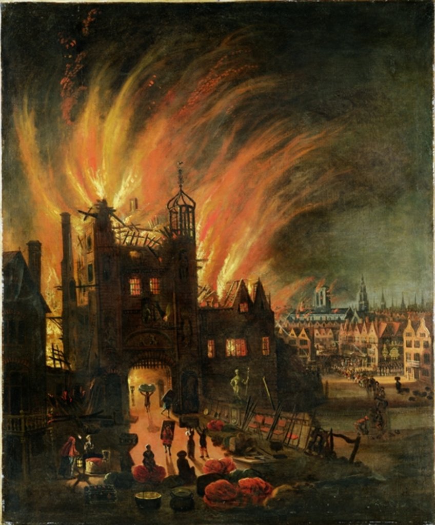 Detail of The Great Fire of London of September 1666, with Ludgate and Old St Paul's, c.1670 by English School