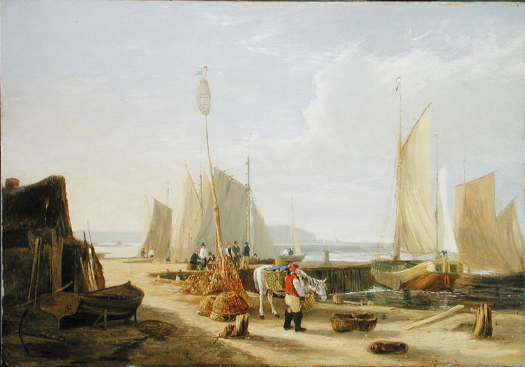 Detail of A Harbour Scene in the Isle of Wight, looking towards the Needles, 1824 by George Vincent