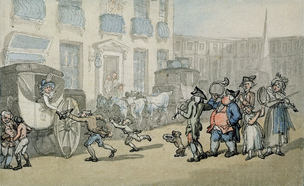 Detail of Matthew Bramble's Trip to Bath: Arrival at Bath by Thomas Rowlandson