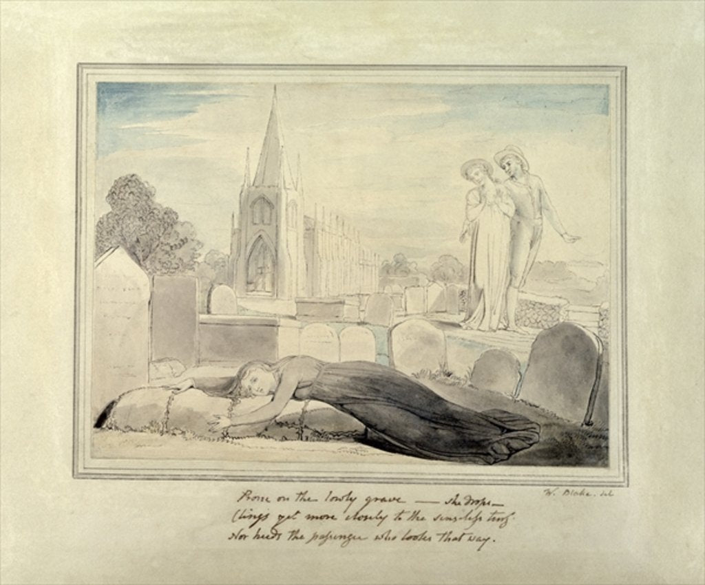 Detail of The Widow Embracing her Husband's Grave by William Blake