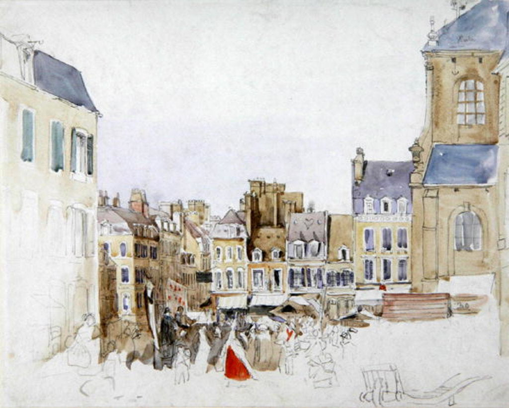 Detail of A French Market Place, c.1829 by David Cox