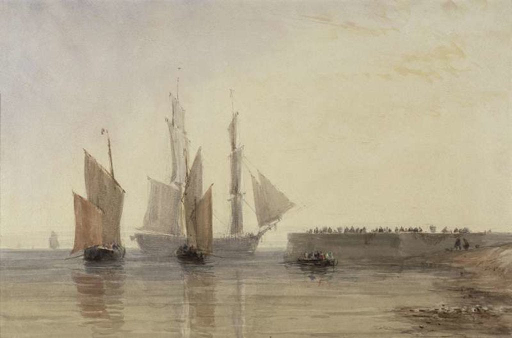 Detail of Entrance to Calais Harbour, 1829 by David Cox