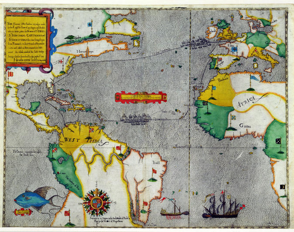 Detail of The famouse West Indian voyadge made by the Englishe Fleete of 23 shippes and barkes by Baptista Boazio