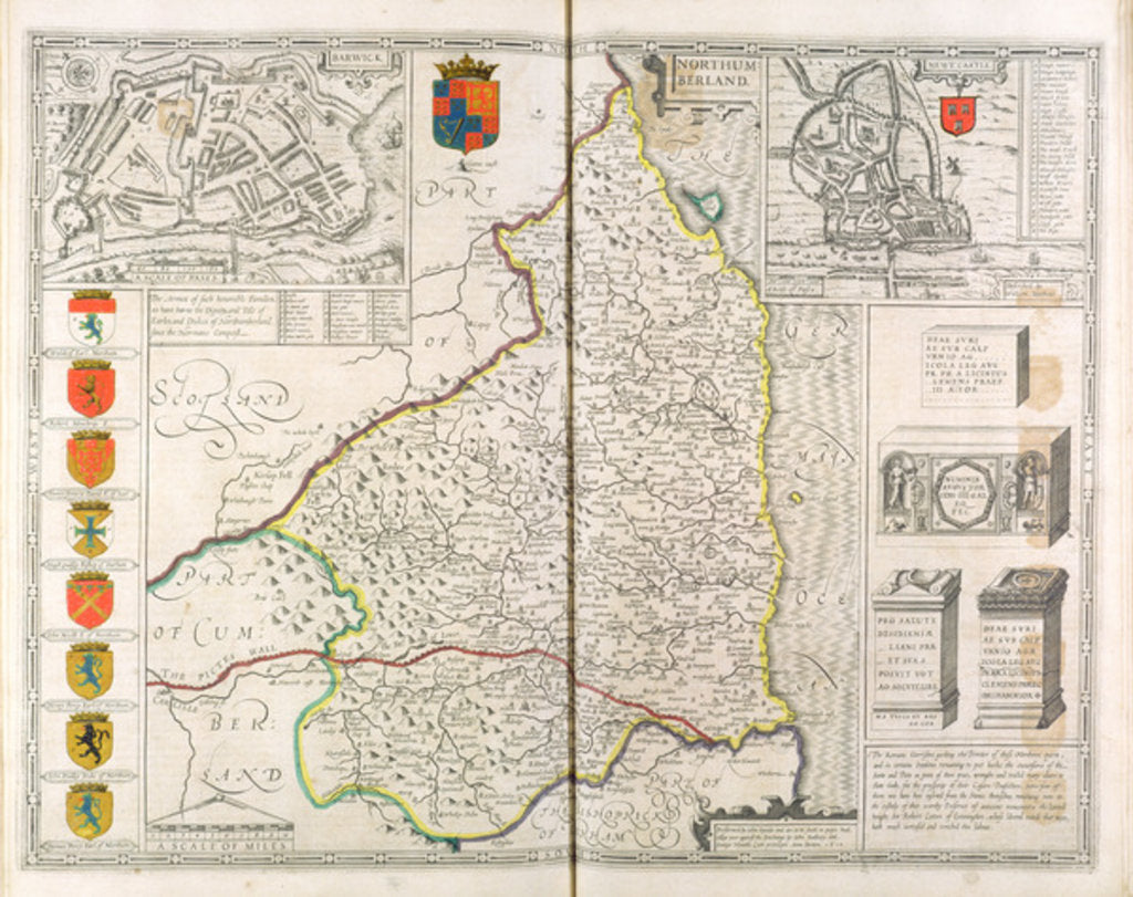 Detail of Map of Northumberland by John Speed