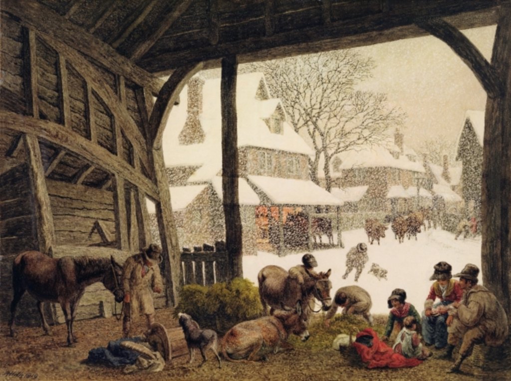Detail of A Village Snow Scene, 1819 by Robert Hills