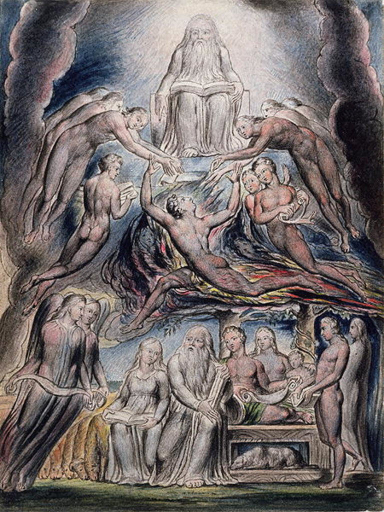 Detail of Illustrations of the Book of Job, pl.3: Satan before the throne of God, after William Blake by John Linnell