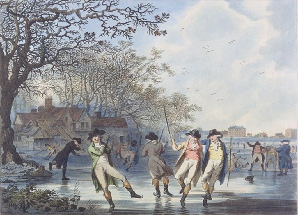 Detail of Winter Amusement: A View in Hyde Park from the Moated House, 1787 by Julius Caesar Ibbetson