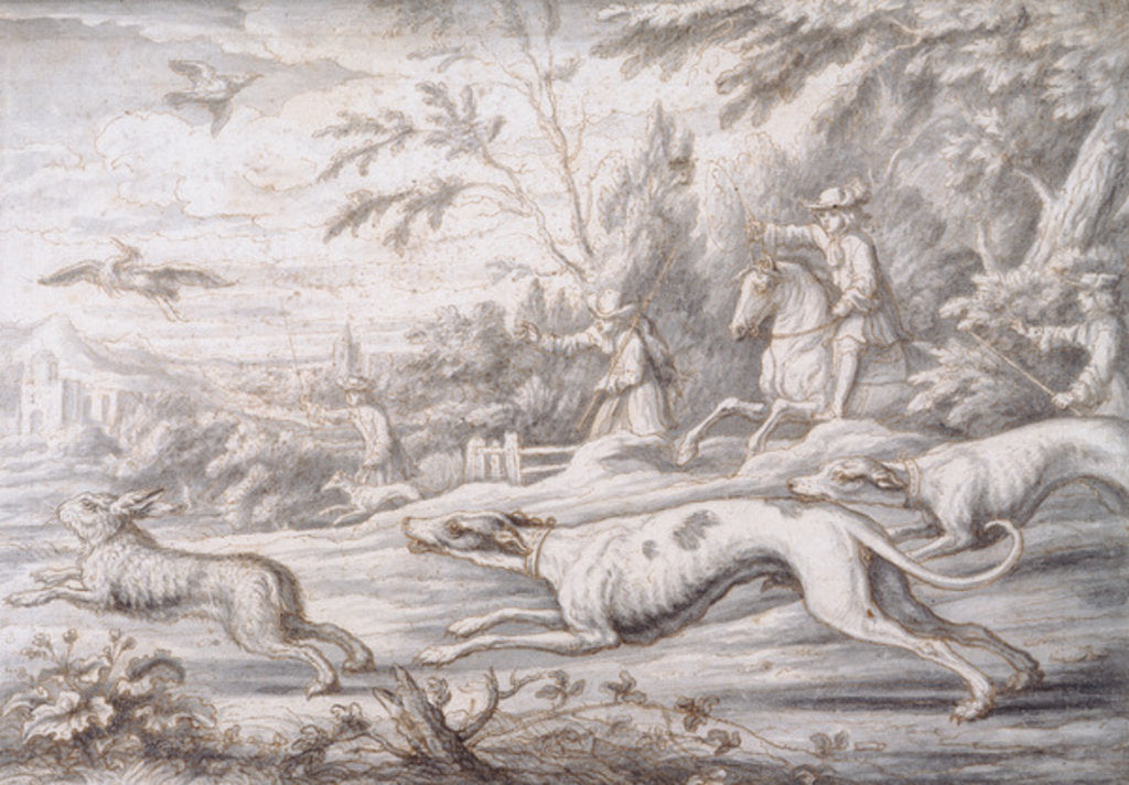 Detail of Hare Hunting by Francis Barlow