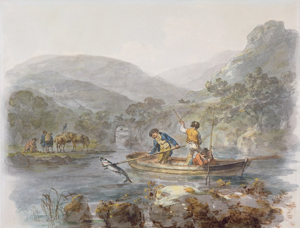 Detail of Salmon Spearing by Julius Caesar Ibbetson