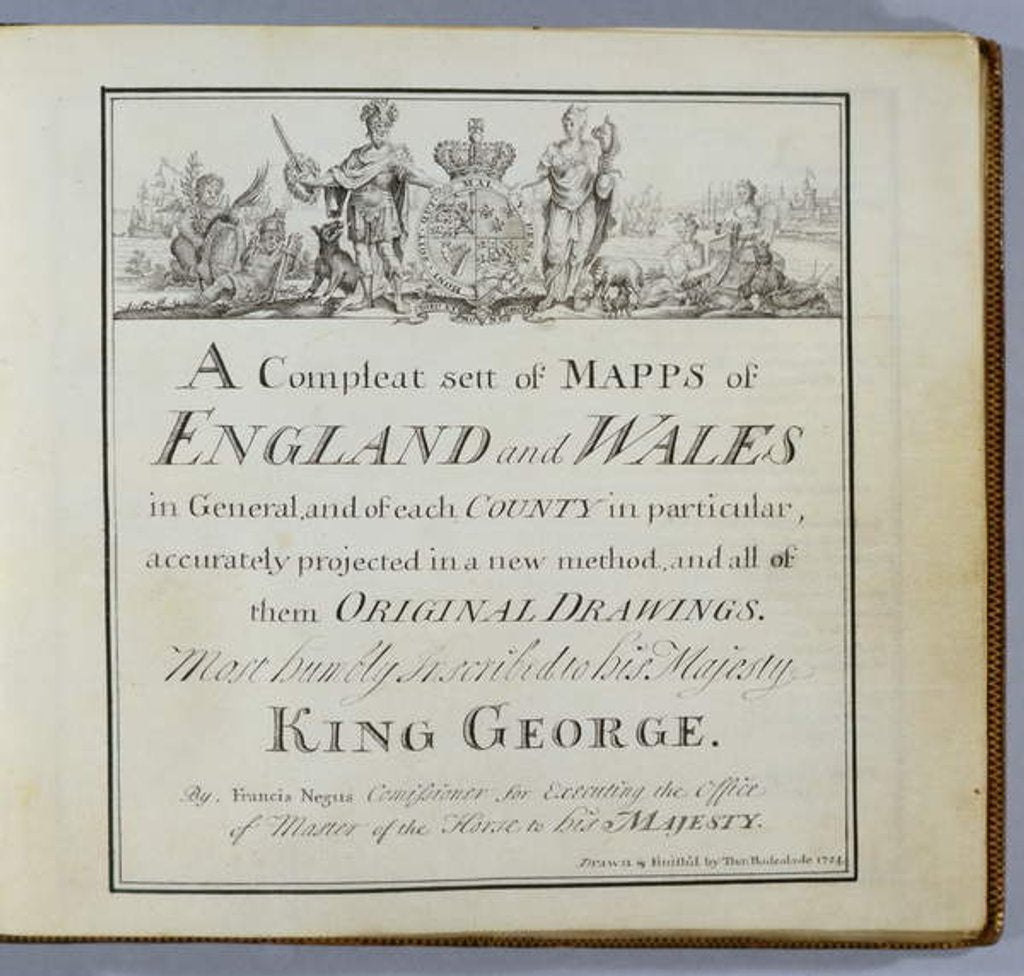 Detail of Title Page of 'A Compleat Sett of Mapps of England and Wales in General...', 1724 by Thomas Badeslade