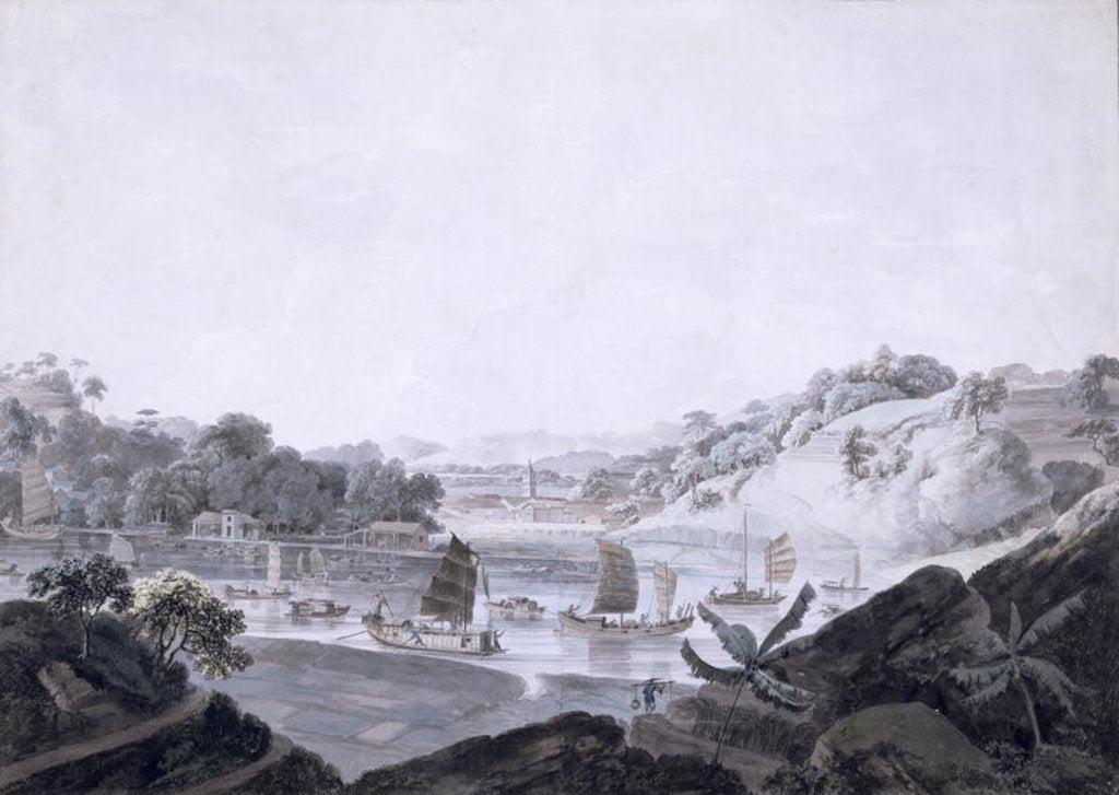 Detail of View of Some-Cheon on French Island, taken from Danes Island, China, 1793-94 by Thomas Daniell