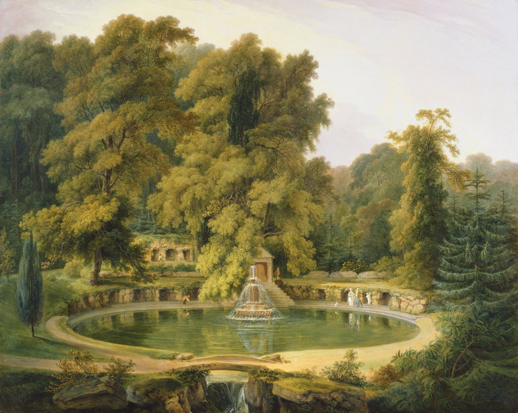 Detail of Temple, Fountain and Cave in Sezincote Park, 1819 by Thomas Daniell