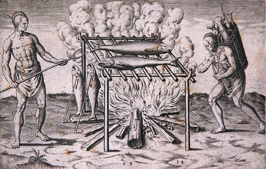 Detail of Cooking Fish, plate XIII by Theodor de Bry