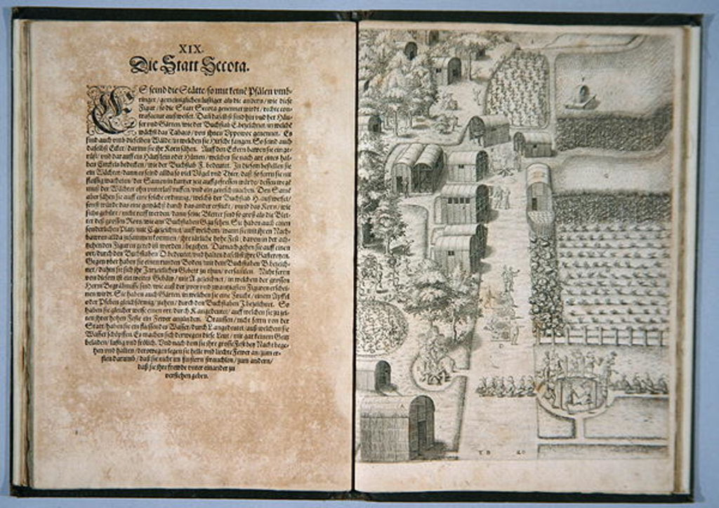 Detail of Page XIX with Secota Village by Theodor de Bry