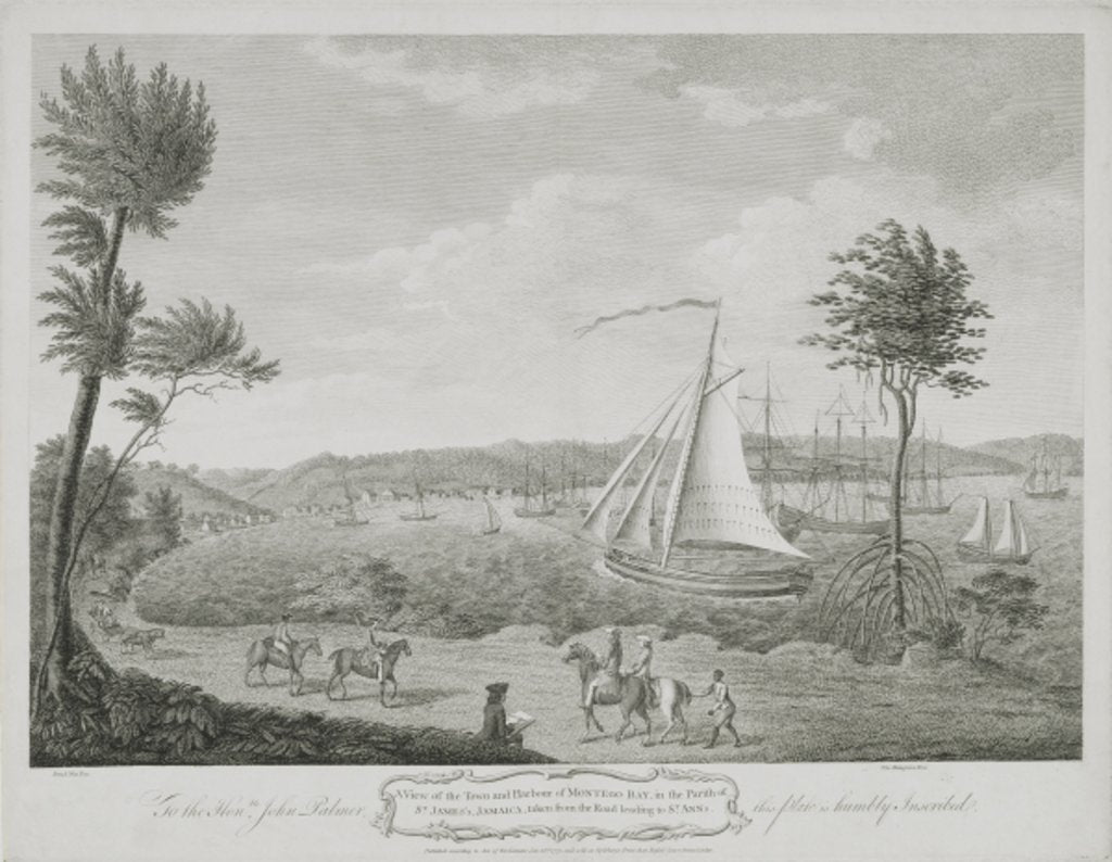 Detail of A View of the Town and Harbour of Montego Bay, in the Parish of St. James, Jamaica, taken from the Road leading to St. Ann's by English School