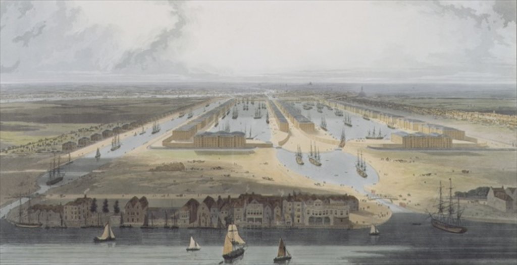 Detail of West India Trade Docks by William Daniell