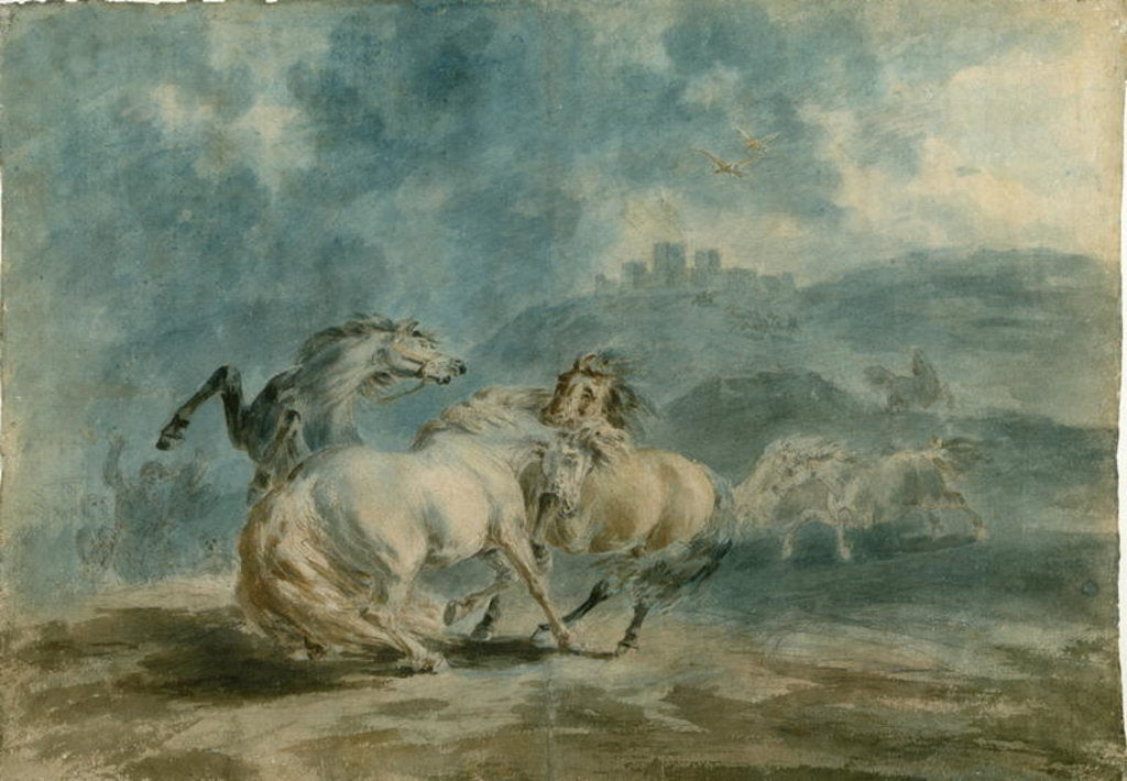 Detail of Horses Fighting by Sawrey Gilpin