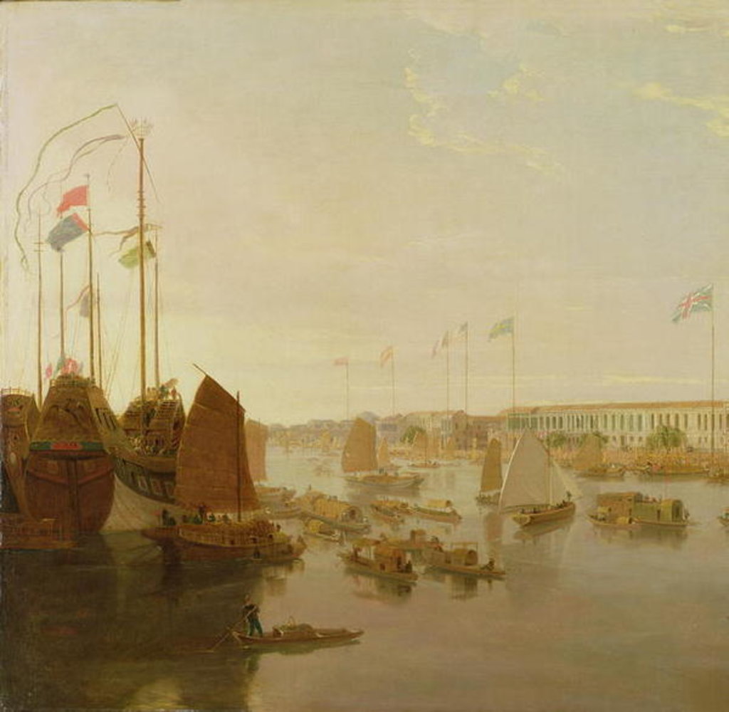 Detail of The European Factories, Canton, 1806 by William Daniell