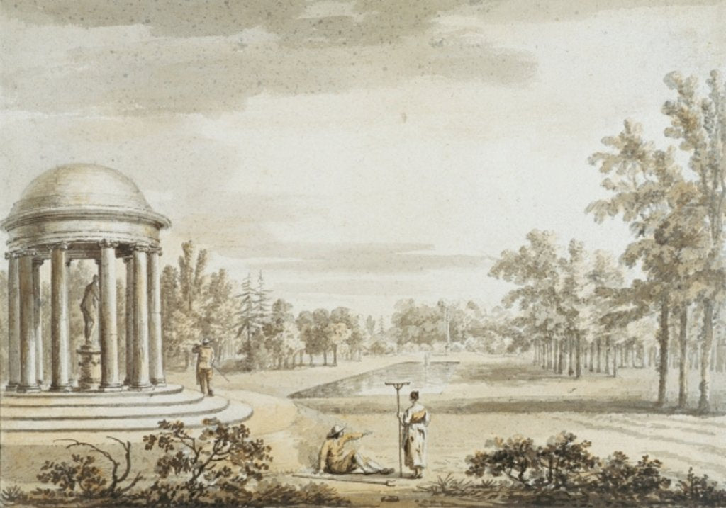 Detail of The Rotunda and the Queen's Theatre, Stowe, 1753 by Jean Baptiste Claude Chatelain
