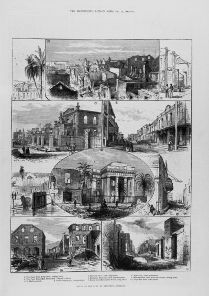 Detail of Ruins of the Fire at Kingston, Jamaica by English School