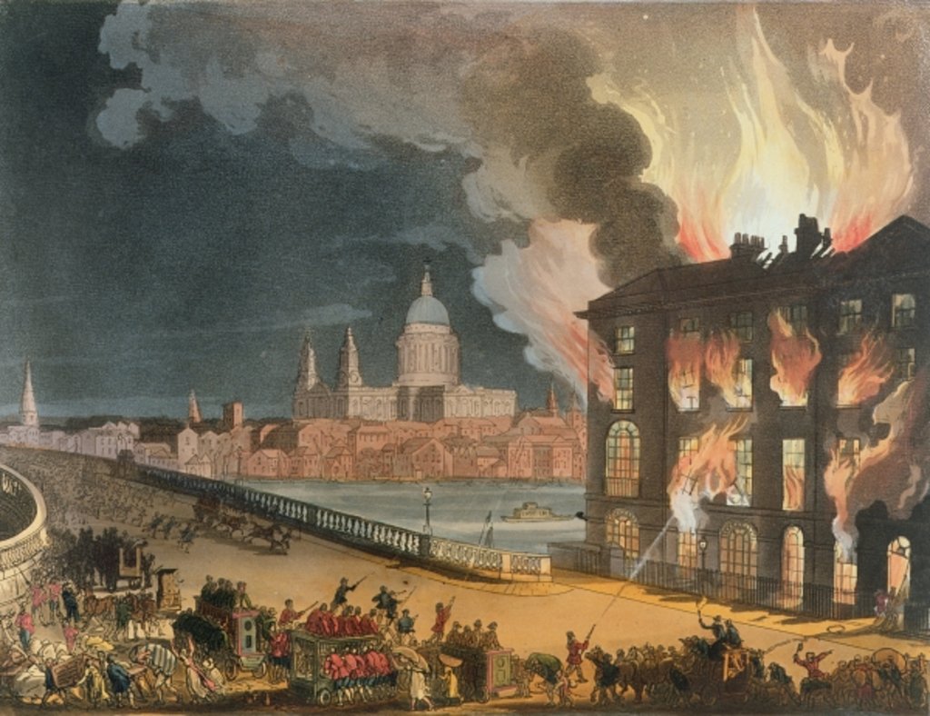 Detail of Fire in London by T. & Pugin A.C. (1762-1832) (after) Rowlandson