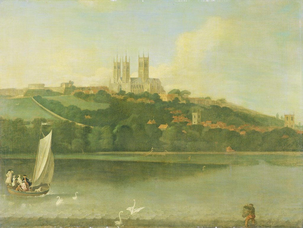 Detail of A View of the Cathedral and City of Lincoln from the River, c.1760 by Joseph Baker