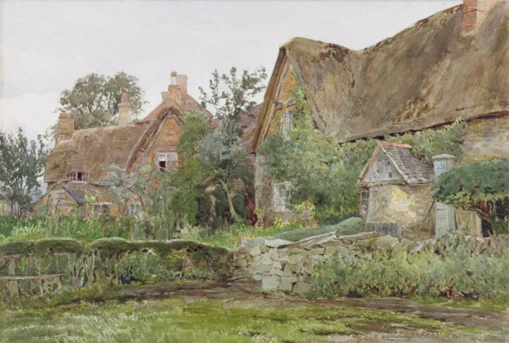 Detail of Thatched Cottages and Cottage Gardens, 1881 by John Fulleylove