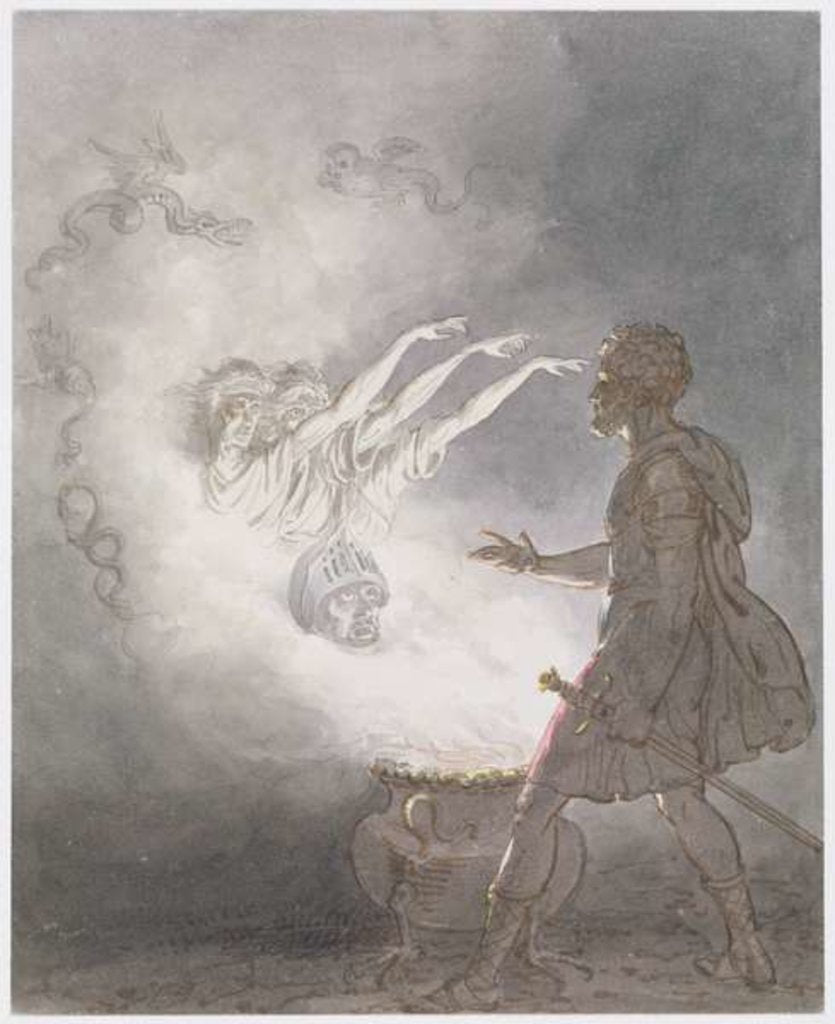 Detail of Macbeth and the Apparition of the Armed Head, Act IV, Scene I by William Marshall Craig