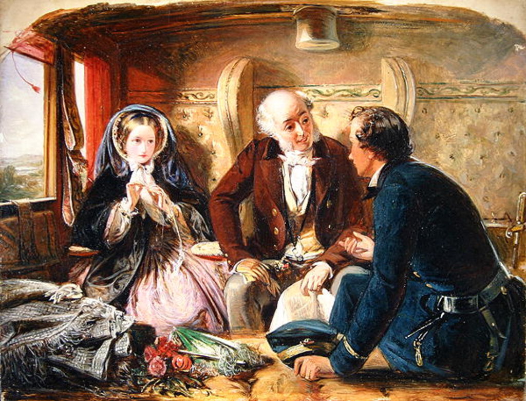 Detail of First Class - The Meeting 'And at first meeting loved.', 1855 by Abraham Solomon