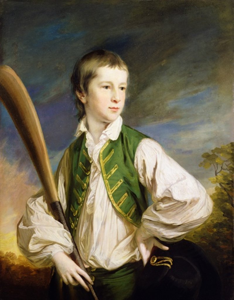 Detail of Charles Collyer as a boy, with a cricket bat, 1766 by Francis Cotes