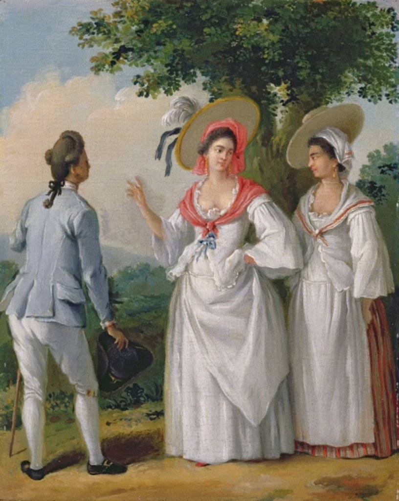 Detail of Free West Indian Creoles in elegant dress, c.1780 by Agostino Brunias