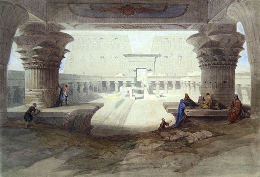Detail of View from under the Portico of the Temple of Edfu, Upper Egypt, 1846 by David Roberts