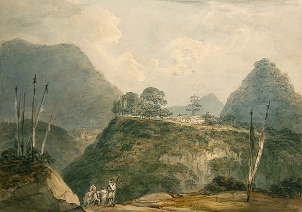 Detail of Mountainous landscape with river by Samuel Davis