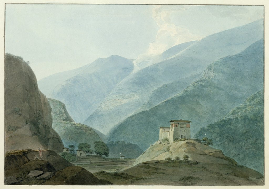 Detail of Chukha Casle in Bhutan, 1783 by Samuel Davis