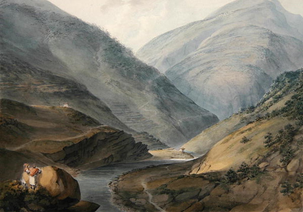 Detail of Mountainous landscape with river by Samuel Davis