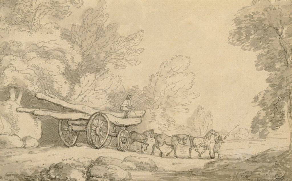 Detail of A Timber Wagon, c.1790 by Thomas Rowlandson