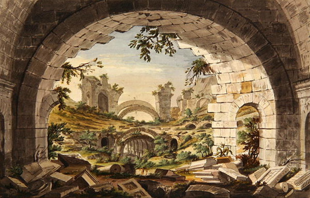 Detail of Ruins at Pergamon, probably of tthe Amphitheatre, c.1750 by Giovanni Battista Borra