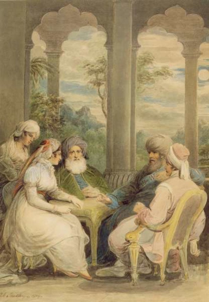 Detail of Prince Rasselas and his sister conversing in their summer palace on the banks of the Nile, 1804 by Samuel Shelley
