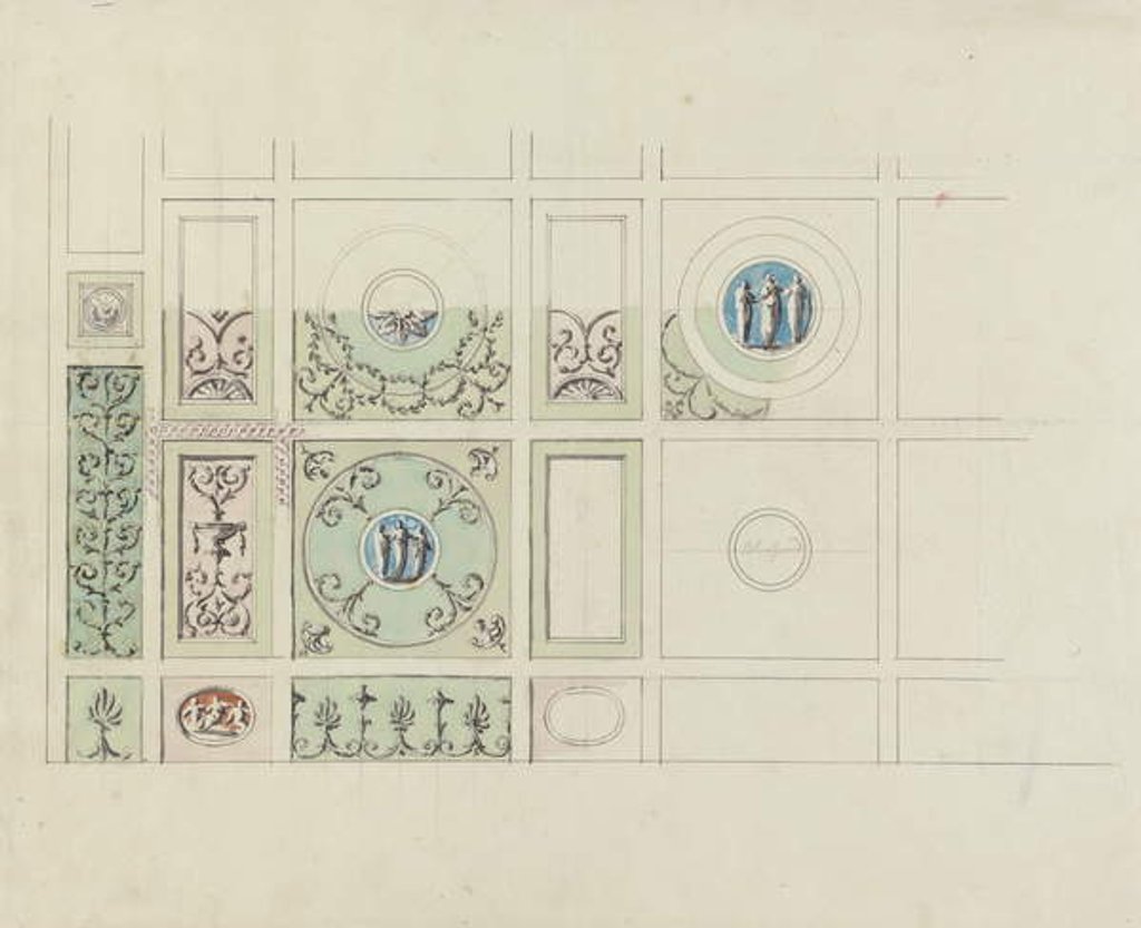Detail of Design for the ceiling of the Eating Parlour, Headfort House by Robert Adam