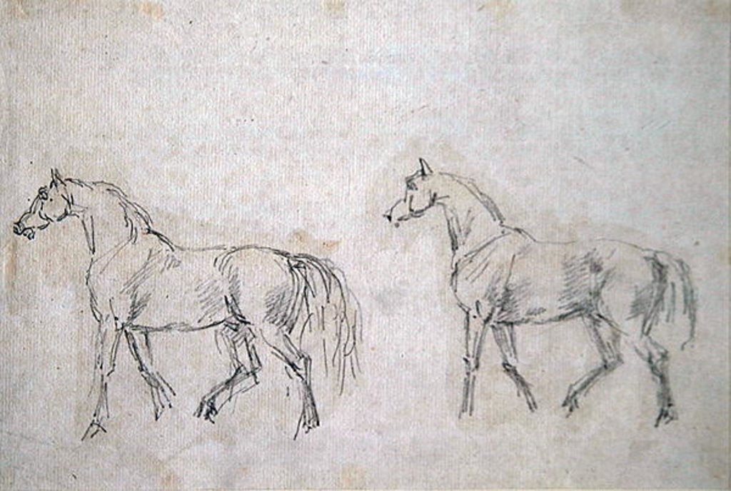 Detail of Two horses walking left by Sawrey Gilpin