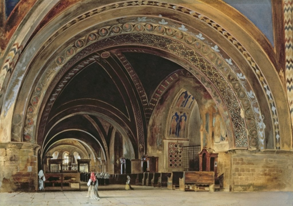 Detail of The Interior of the Lower Basilica of St. Francis of Assisi, 1839 by Thomas Hartley Cromek