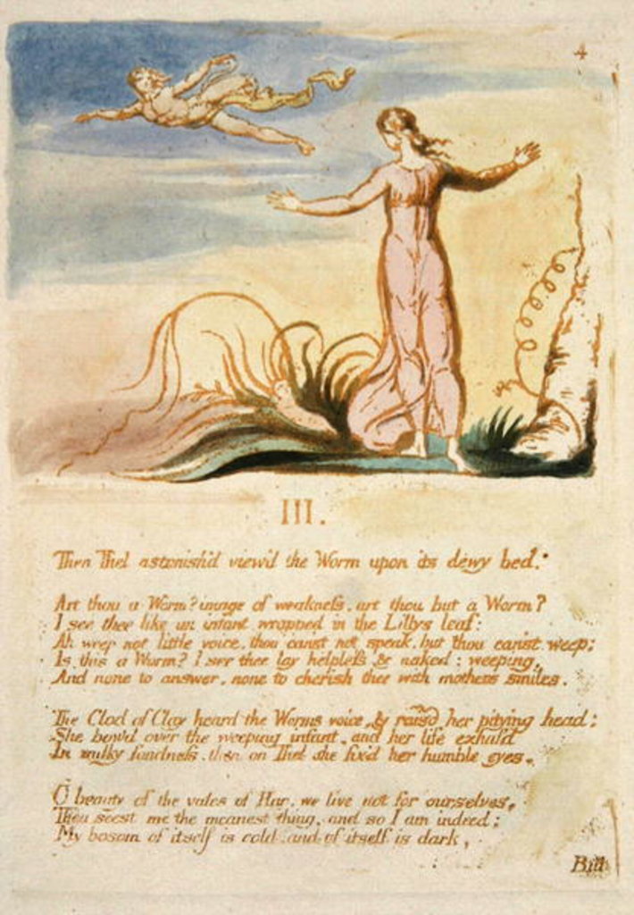 Detail of Then Thel astonish'd... by William Blake