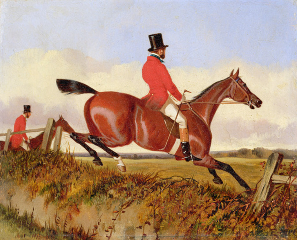 Detail of Foxhunting: Clearing a Bank, c.1840 by John Dalby