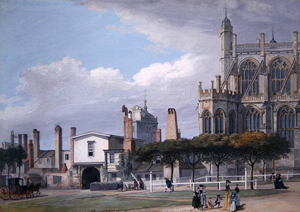 Detail of St George's Chapel, Windsor, and the entrance to the Singing Men's Cloister, c.1768 by Paul Sandby