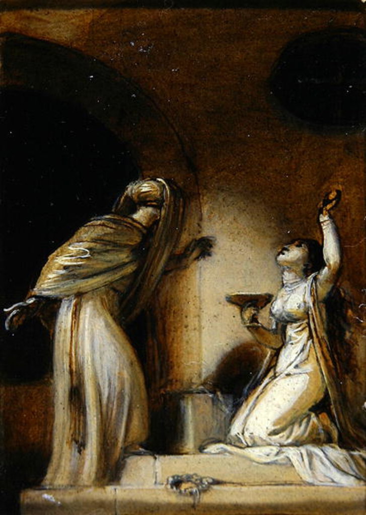 Detail of Kneeling female figure with a cup, illustration for an Eastern Romance, possibly 'The Arabian Nights' by Robert Smirke