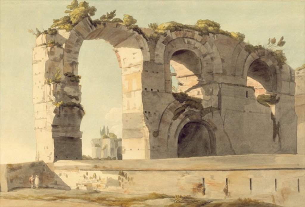 Detail of The Claudian Aqueduct, Rome, 1785 by Francis Towne