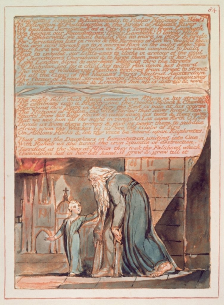 Detail of Jerusalem 'Highgates heights & Hampstead..' by William Blake