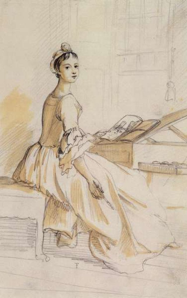 Detail of Portrait of a Lady at a Drawing Table by Paul Sandby